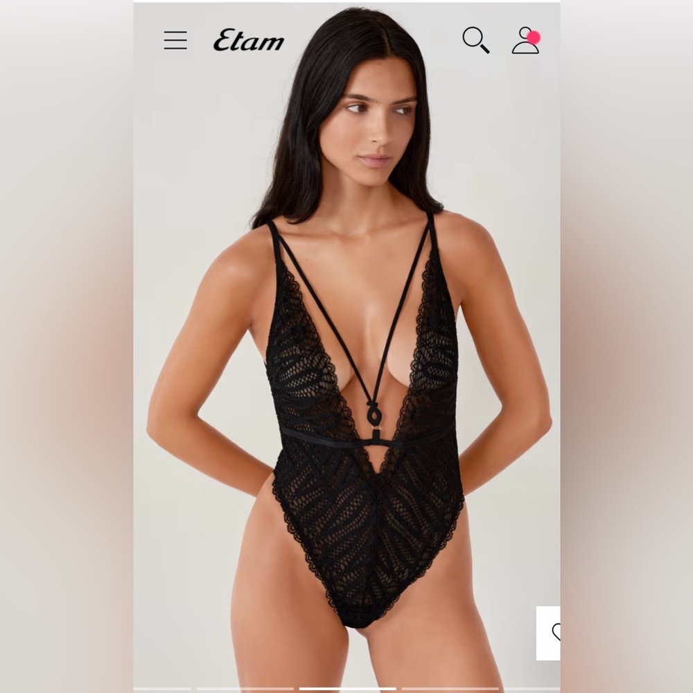 Etam Virtuose Underwire Lace Bodysuit NWOT in Black Size M